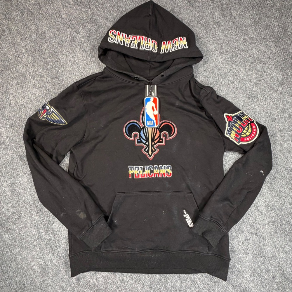 Pro Standard NBA New Orleans Pelicans Hoodie Black Mens Medium Embroidered Patch